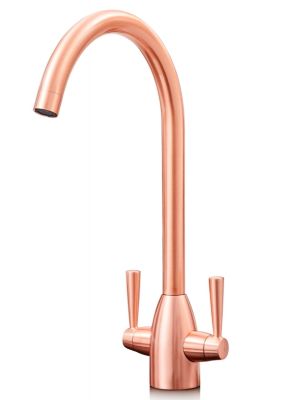 EVO RICHMOND COPPER MONO DUAL LEVER SWAN NECK KITCHEN SINK MIXER TAP with SWIVEL SPOUT, KTAP005CU